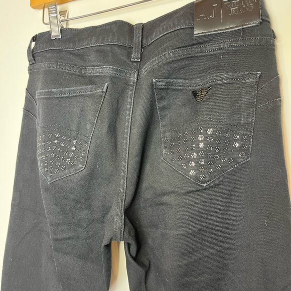 Emporio Armani Push Up J239 Black Slim Straight Jeans Sz 27 Y2K Embellished - Picture 7 of 12
